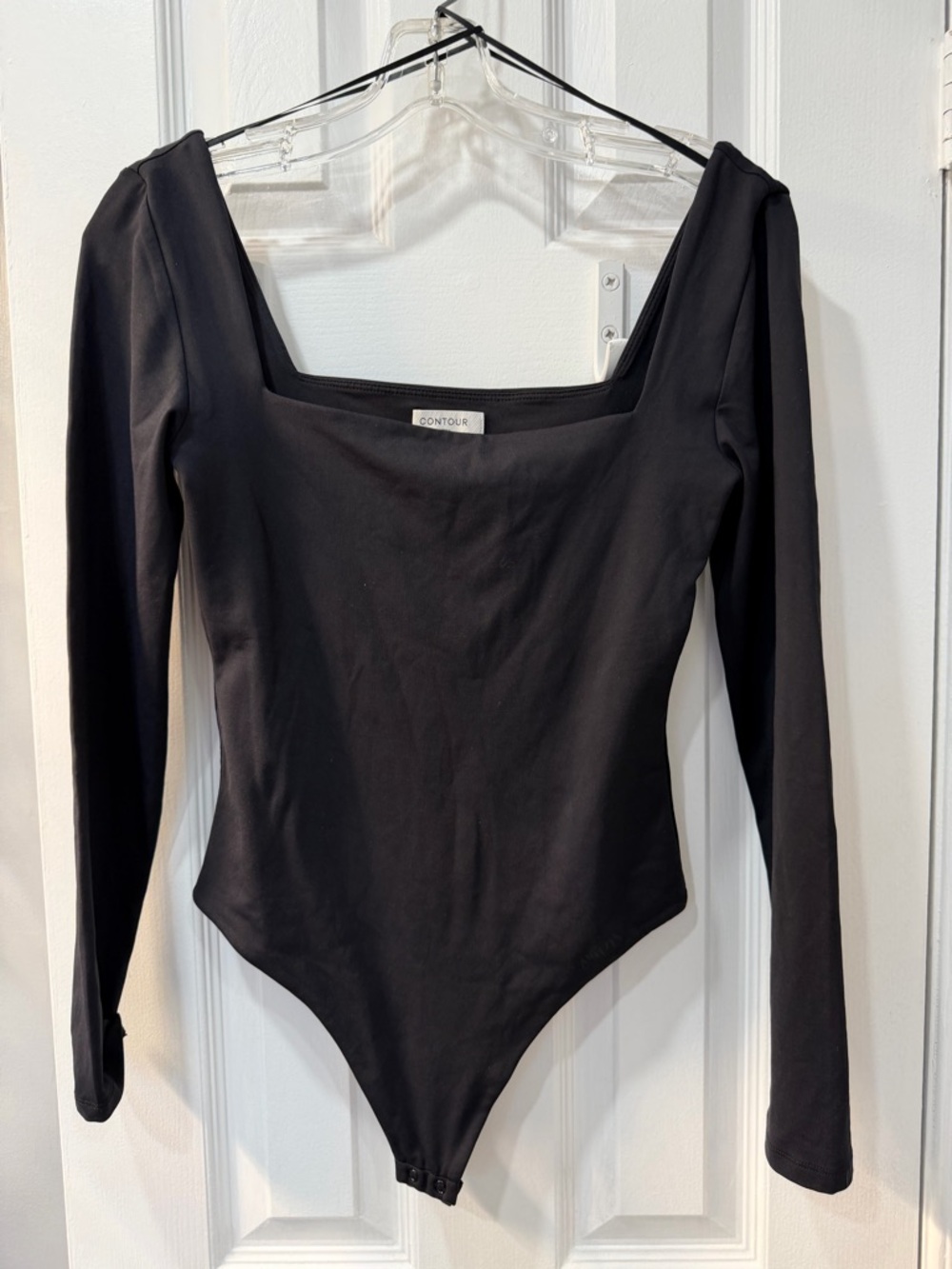 Aritzia Contour Black Long Sleeve Square Neck Top